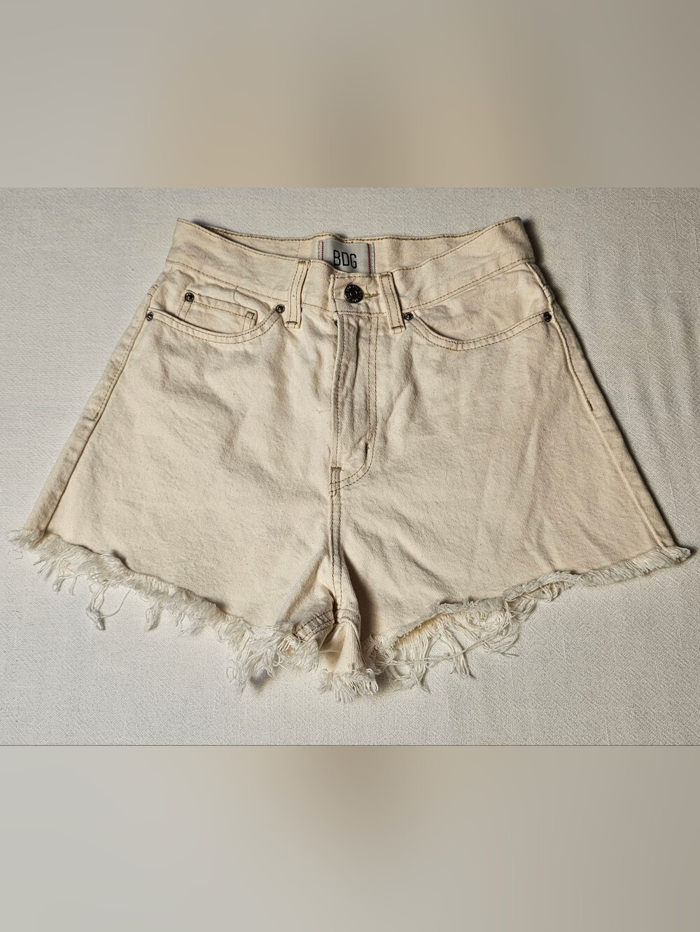 BDG high-waisted denim shorts Womens Size 27 Cream